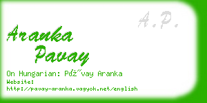 aranka pavay business card